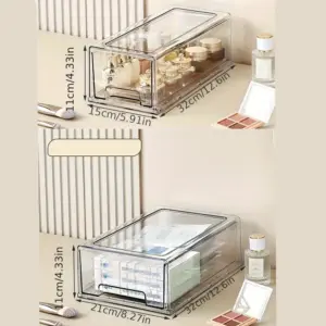 1 confezione di cassetti portaoggetti in plastica, cassetti portaoggetti trasparenti impilabili, grandi contenitori portaoggetti con cassetti, organizer per cassetti in acrilico per off 2