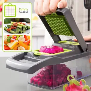 Set di 16 Pezzi per Tagliare Verdure, Tritatutto con Manico, Grattugia per Alimenti, Affettatrice e Trituratore da Cucina per Verdure e Patate 2 Set di 16 Pezzi per Tagliare Verdure, Tritatutto con Manico, Grattugia per Alimenti, Affettatrice e Trituratore da Cucina per Verdure e Patate 2