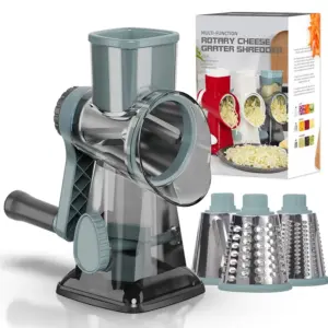 LMETJMA Grattugia Rotante 3 in 1 Versatile Affettatrice Manuale di Verdure Arachidi Noci Smerigliatrice Formaggio Verdura Trituratore Trasparente JT242 1
