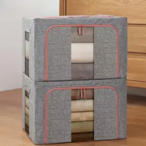 3PCS Borsa portaoggetti per vestiti di grande capacità Contenitori pieghevoli per riporre vestiti con cerniera per vestiti dell'armadio della camera da letto 24L 1