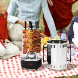 Griglia elettrica verticale da 1000 W, griglia girarrosto verticale, griglia elettrica rotante con 5/6 spiedini senza fumo 2