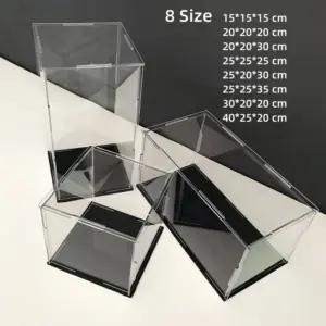 Espositore per vetrina in acrilico trasparente di 8 dimensioni, grande scatola di protezione antipolvere per Action Figures, giocattoli, modelli da collezione 2