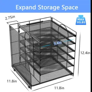 Organizer da scrivania, porta documenti multistrato, contenitore impilabile, scatole portaoggetti con maniglia, forniture per ufficio per fogli A4 2