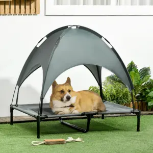 Cuccia PawHut per cani e gatti con supporto per zampe, grande comfort, tessuto velum anti-UV, microforato Oxford + parasole + borsa per il trasporto inclusa 2
