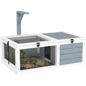 Terrario PawHut per tartarughe, con luce e supporto per lampada, 2 vassoi scorrevoli, per tartarughe terrestri, conigli e piccoli animali - Sun 81x48x31,5 cm, grigio chiaro 1