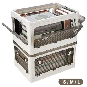 Scatola portaoggetti Organizzatore pieghevole con pattini a rotelle rimovibili Contenitore portaoggetti trasparente Scatola per libri per studenti Organizzatore da campeggio 1