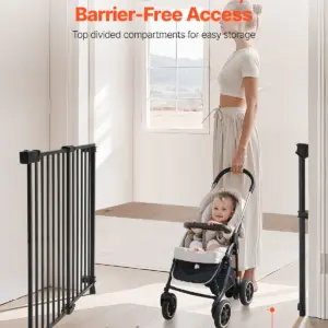 SucceBuy Cancello per bambini 29,5-43 pollici Larghezza regolabile 28 pollici Cancello per cani alto Nessuna barra di soglia Passeggiata facile Sicurezza per animali domestici per bambini 2