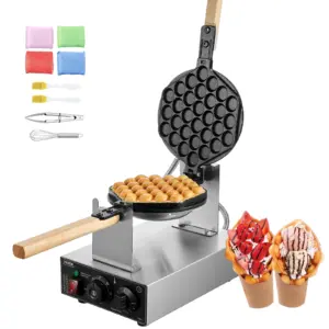 SucceBuy Macchina Commerciale per Waffle a Bolle Antiaderente in Acciaio Inossidabile per Uova a Bolle 180 ° Macchina Girevole per Pancake e Uova 1