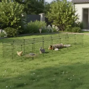 Gabbia per animali domestici con 36 pannelli e porta, nera, 35x35 cm, adatta per giardini e fattorie 1