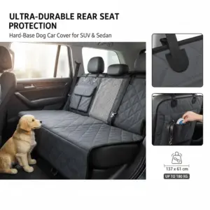 Coprisedile Posteriore per Auto per Cani, 136x61,5 cm, Copertura Protettiva per Sedile, Fondo Rigido, Impermeabile, Carico 181 kg 2