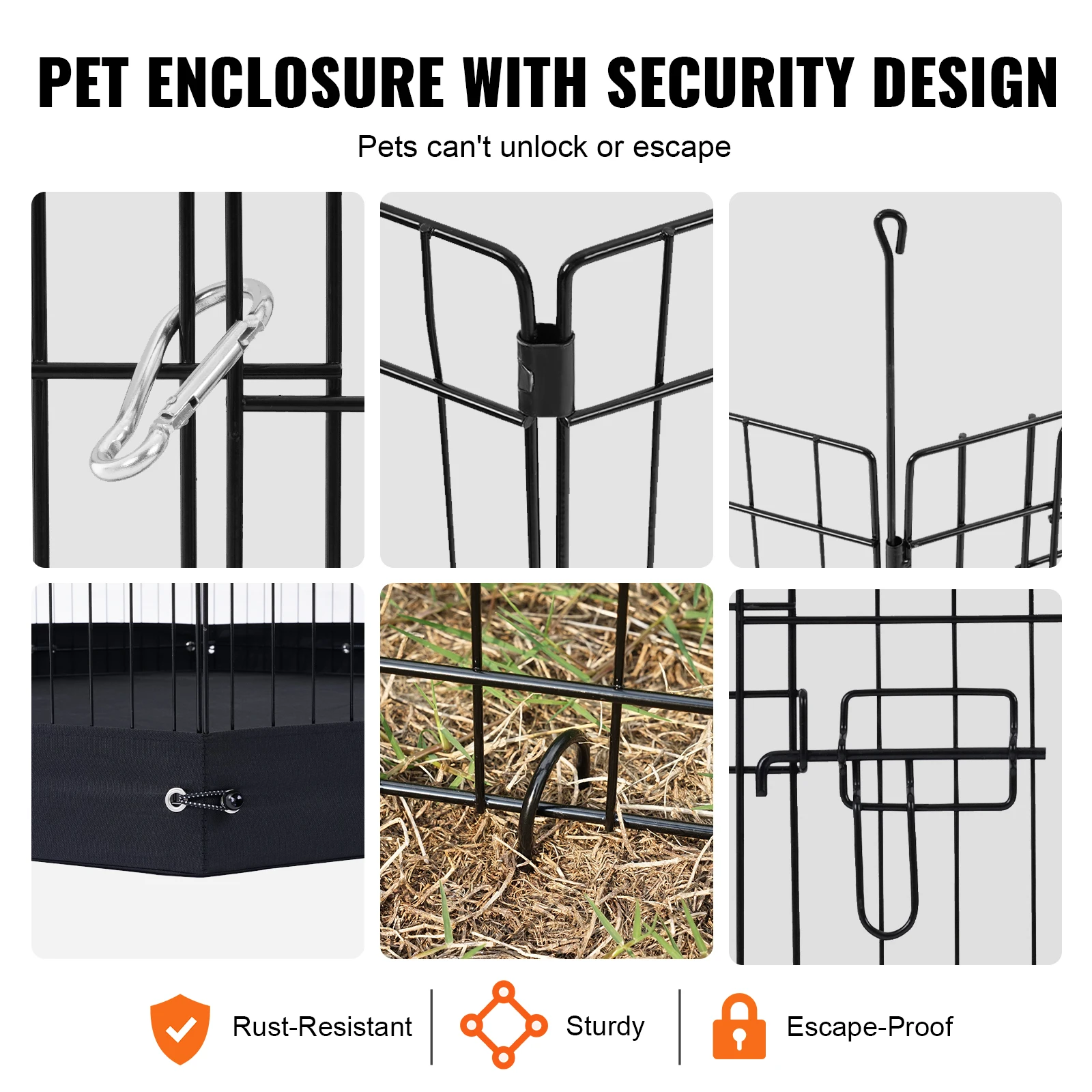SucceBuy Box per Cani Pieghevole in Metallo, Recinto per Animali Domestici da Interno/Esterno con Copertura Superiore e Tappetino Inferiore per Cani 5