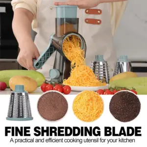 LMETJMA Grattugia Rotante 3 in 1 Versatile Affettatrice Manuale di Verdure Arachidi Noci Smerigliatrice Formaggio Verdura Trituratore Trasparente JT242 2