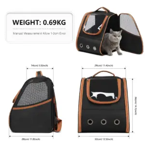 Zaino Kono Pet-traspirante con finestra in rete-portatile per cani e gatti-borsa da trasporto fino a 5,9 kg 2