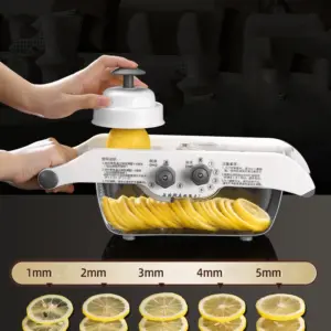 Affettatrice per limone Affettatrice per verdure regolabile Affettatrice Julienned con cestino Cucina manuale multifunzionale per patate e frutta 2