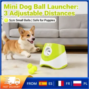 Lanciatore di Palline Portatile per Cani, Giocattolo Automatico con 3 Distanze di Lancio, Ideale per Cani Piccoli e Cuccioli, Addestramento e Gioco 1