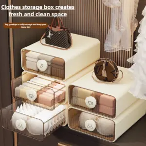 Organizer per cassetti trasparente con maniglia per aromaterapia – Scatola divisa impilabile per riporre calzini, biancheria intima e lingerie 1
